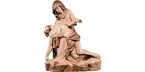 Statua della Pietà in Legno, Rifinitura 3 Toni di Marrone, Altezza 35 Cm Circa - Demetz Deur