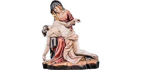 Statua della Pietà in Legno Colorato Dipinto a Mano, Altezza 80 Cm Circa - Demetz Deur
