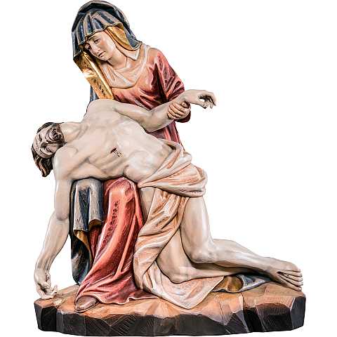 Statua della Pietà in Legno, Rifinitura 3 Toni di Marrone, Altezza 80 Cm Circa - Demetz Deur