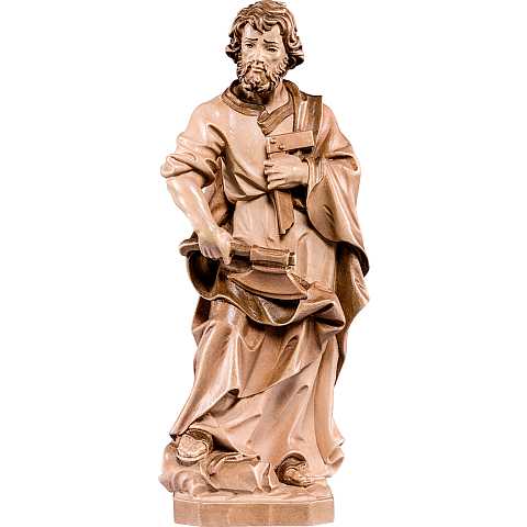 Statua di San Giuseppe artigiano in legno, 3 toni di marrone, linea da 25 cm - Demetz Deur