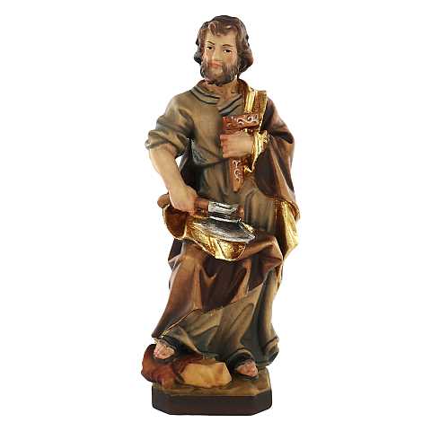Statua di S. Giuseppe artigiano in legno dipinto a mano, linea da 15 cm - Demetz Deur