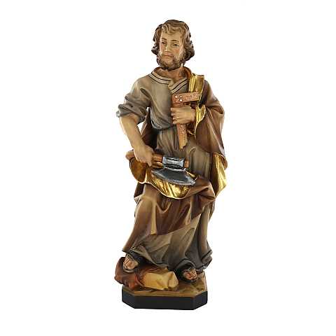 Statua di S. Giuseppe artigiano in legno dipinto a mano, linea da 30 cm - Demetz Deur