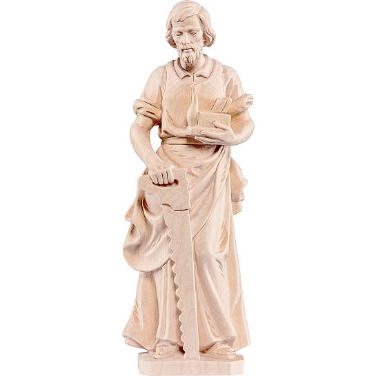 Statua di San Giuseppe falegname in Legno, Rifinitura Naturale, Altezza 50 Cm Circa - Demetz Deur