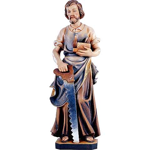 Statua di San Giuseppe falegname in Legno Colorato Dipinto a Mano, Altezza 40 Cm Circa - Demetz Deur
