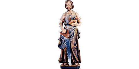 Statua di San Giuseppe falegname in Legno Colorato Dipinto a Mano, Altezza 50 Cm Circa - Demetz Deur