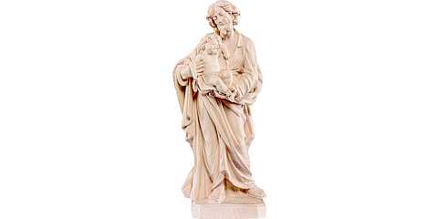 Statua di San Giuseppe con Gesù bambino in legno di tiglio naturale, linea da 60 cm - Demetz Deur