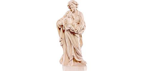 Statua di San Giuseppe con Gesù bambino in legno di tiglio naturale, linea da 90 cm - Demetz Deur