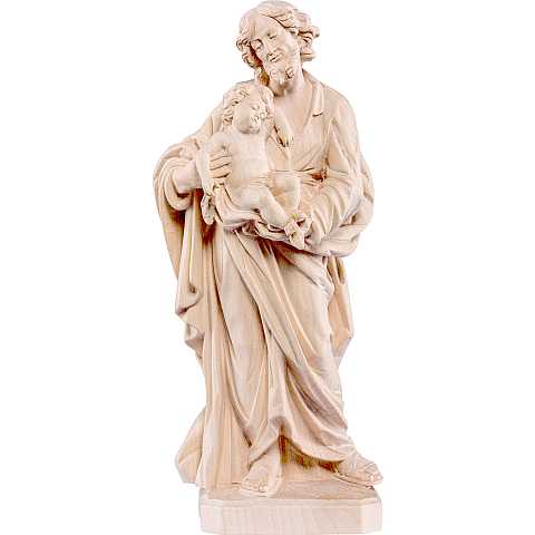 Statua di San Giuseppe con Gesù bambino, in legno di tiglio, 3 toni di marrone, linea da 60 cm - Demetz Deur