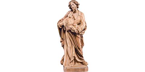 Statua di San Giuseppe con Gesù bambino, in legno di tiglio, 3 toni di marrone, linea da 90 cm - Demetz Deur