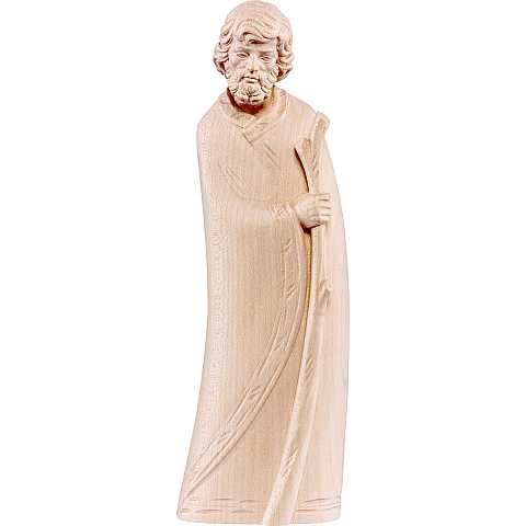 Statua di San Giuseppe Pastore in Legno Naturale, Altezza 25 Cm Circa - Demetz Deur