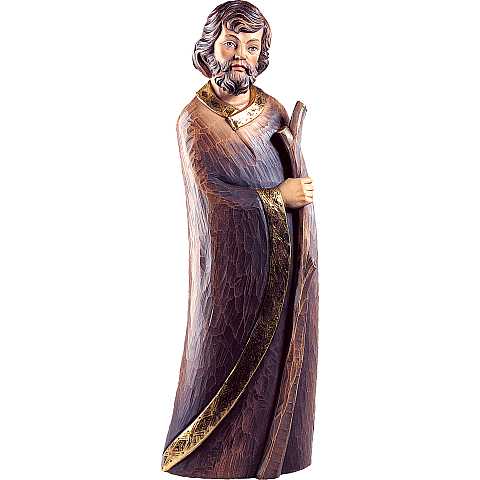 Statua di San Giuseppe Pastore, Legno Colorato Dipinto a Mano, Altezza 20 Cm Circa - Demetz Deur