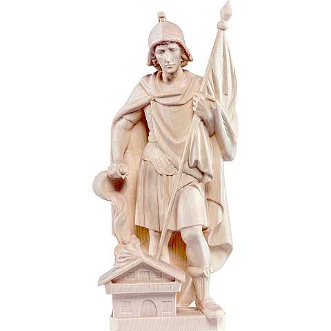 Statua di San Floriano Protettore in Legno, Rifinitura Naturale, Altezza 25 Cm Circa - Demetz Deur