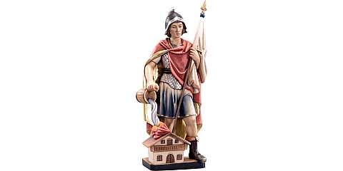 Statua di San Floriano Protettore in Legno Colorato Dipinto a Mano, Altezza 17 Cm Circa - Demetz Deur