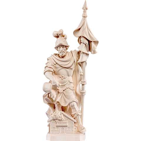 Statua di San Floriano delle Alpi in Legno, Rifinitura Naturale, Altezza 26 Cm Circa - Demetz Deur