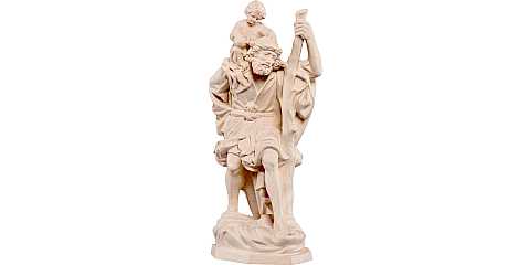 Statua di San Cristoforo Duomo di Colonia in Legno, Rifinitura Naturale, Altezza 20 Cm Circa - Demetz Deur