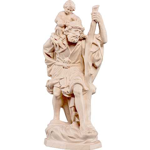 Statua di San Cristoforo Duomo di Colonia in Legno, Rifinitura Naturale, Altezza 20 Cm Circa - Demetz Deur