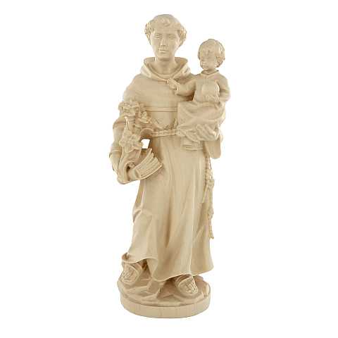 Statua di Sant'Antonio da Padova in legno naturale, linea da 20 cm - Demetz Deur