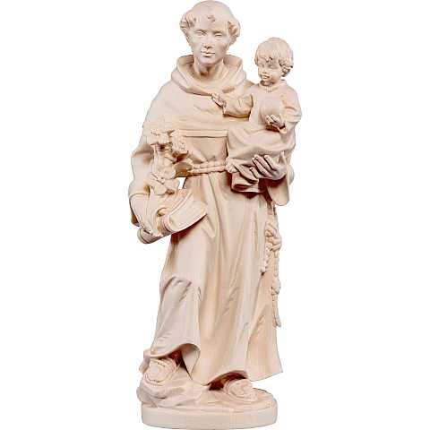 Statua di Sant'Antonio da Padova in legno di tiglio naturale, linea da 85 cm - Demetz Deur