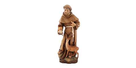 Statua di San Francesco d'Assisi in legno dipinto a mano, linea da 10 cm - Demetz Deur