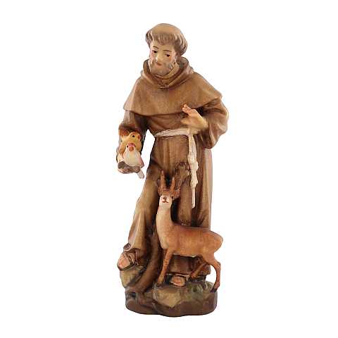 Statua di San Francesco d'Assisi in legno dipinto a mano, linea da 10 cm - Demetz Deur
