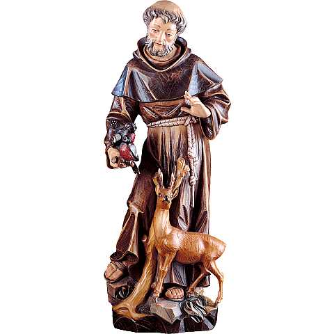 Statua di San Francesco d'Assisi in legno naturale, linea da 20 cm - Demetz Deur