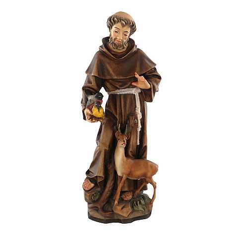 Statua di San Francesco d'Assisi in legno dipinto a mano, linea da 20 cm - Demetz Deur