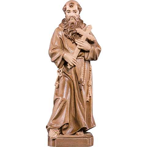Statua di Fra Corrado in Legno, Rifinitura 3 Toni di Marrone, Altezza 60 Cm Circa - Demetz Deur