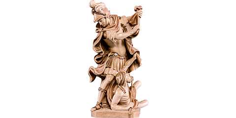 Statua di San Martino in Legno, Rifinitura 3 Toni di Marrone, Altezza 25 Cm Circa - Demetz Deur