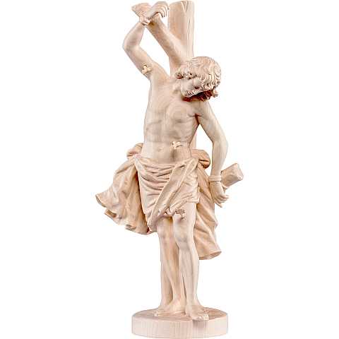 Statua di San Sebastiano in Legno, Rifinitura 3 Toni di Marrone, Altezza 20 Cm Circa - Demetz Deur