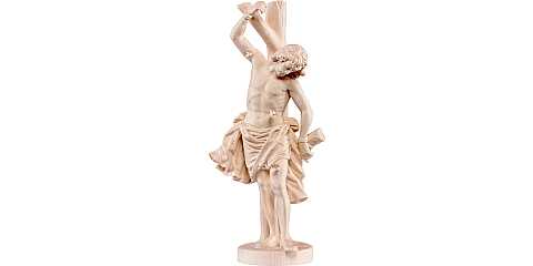 Statua di San Sebastiano in Legno, Rifinitura Naturale, Altezza 60 cm
