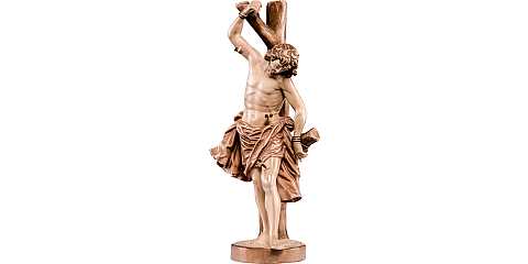 Statua di San Sebastiano in Legno, Rifinitura 3 Toni di Marrone, Altezza 60 Cm Circa - Demetz Deur