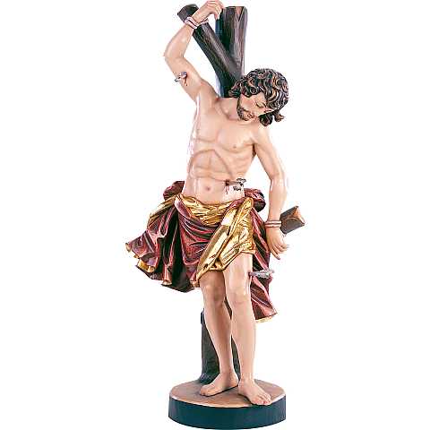 Statua di San Sebastiano in Legno Dipinto A Mano, Altezza: 30 Cm Circa, Demetz-Deur