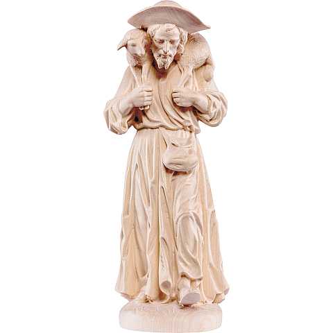 Statua del Buon Pastore in Legno, Rifinitura Naturale, Altezza 13 Cm Circa - Demetz Deur