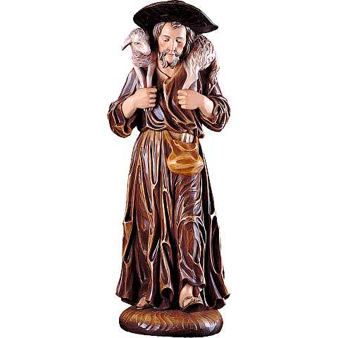 Statua del Buon Pastore. Legno Colorato Dipinto a Mano, Altezza 13 Cm Circa - Demetz Deur