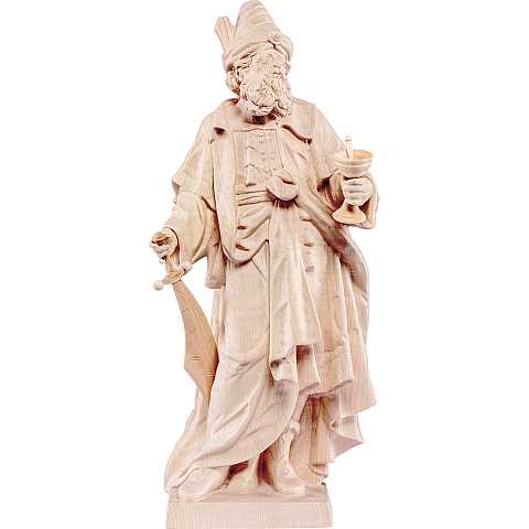 Statua di San Damiano in Legno, Rifinitura Naturale, Altezza 40 Cm Circa - Demetz Deur