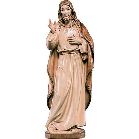 Statua di Gesù in stile classico in legno, 3 toni di marrone, linea da 15 cm - Demetz Deur