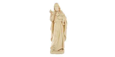 Statua del Sacro Cuore di Gesù in stile classico, in legno naturale, linea da 10 cm - Demetz Deur