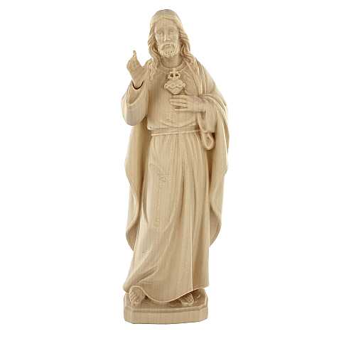 Statua del Sacro Cuore di Gesù in stile classico, in legno naturale, linea da 20 cm - Demetz Deur