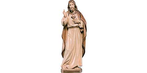 Statua del Sacro Cuore di Gesù in stile classico in legno, 3 toni di marrone, linea da 40 cm - Demetz Deur