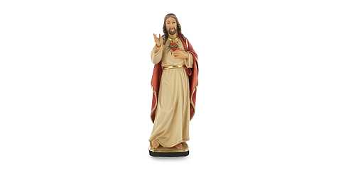Statua del Sacro Cuore di Gesù in stile classico, in legno dipinto a mano, linea da 15 cm - Demetz Deur