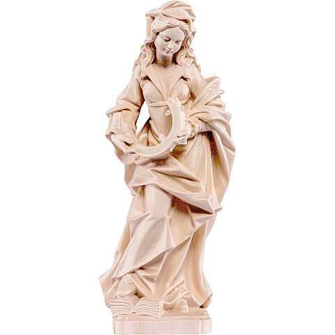Statua di Santa Caterina in Legno, Rifinitura Naturale, Altezza 30 Cm Circa - Demetz Deur