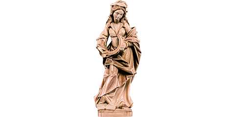 Statua di Santa Caterina in Legno, Rifinitura 3 Toni di Marrone, Altezza 60 Cm Circa - Demetz Deur