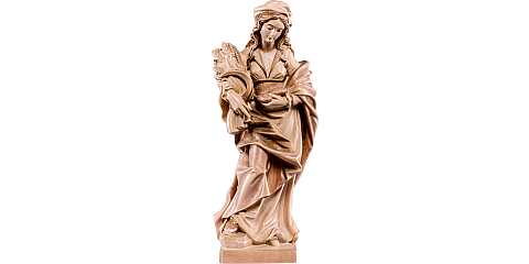 Statua di Santa Notburga in Legno, Rifinitura 3 Toni di Marrone, Altezza 20 Cm Circa - Demetz Deur