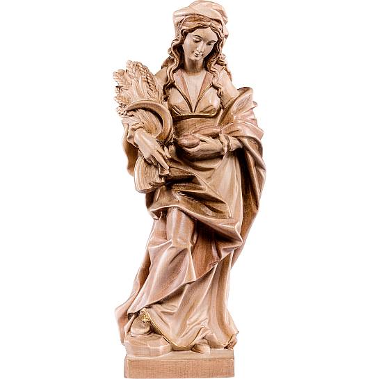 Statua di Santa Notburga in Legno, Rifinitura 3 Toni di Marrone, Altezza 30 Cm Circa - Demetz Deur