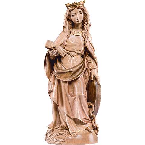 Statua di Santa Cristina in Legno, Rifinitura 3 Toni di Marrone, Altezza 60 Cm Circa - Demetz Deur