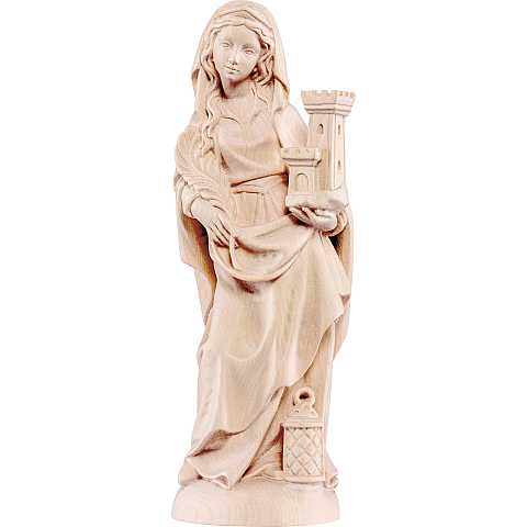 Statua di Santa Barbara gotica in Legno, Rifinitura Naturale, Altezza 30 Cm Circa - Demetz Deur