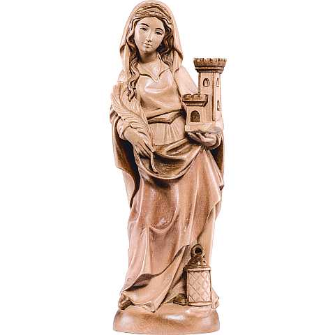 Statua di Santa Barbara gotica in Legno, Rifinitura 3 Toni di Marrone, Altezza 60 Cm Circa - Demetz Deur