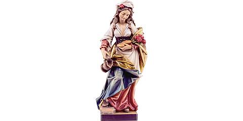 Statua di Santa Elisabetta con rose in Legno Colorato Dipinto a Mano, Altezza 20 Cm Circa - Demetz Deur