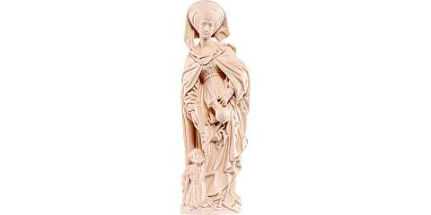 Statua di Santa Elisabetta con mendicante in Legno, Rifinitura Naturale, Altezza 40 Cm Circa - Demetz Deur