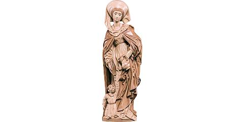 Statua di Santa Elisabetta con mendicante in Legno, Rifinitura 3 Toni di Marrone, Altezza 20 Cm Circa - Demetz Deur